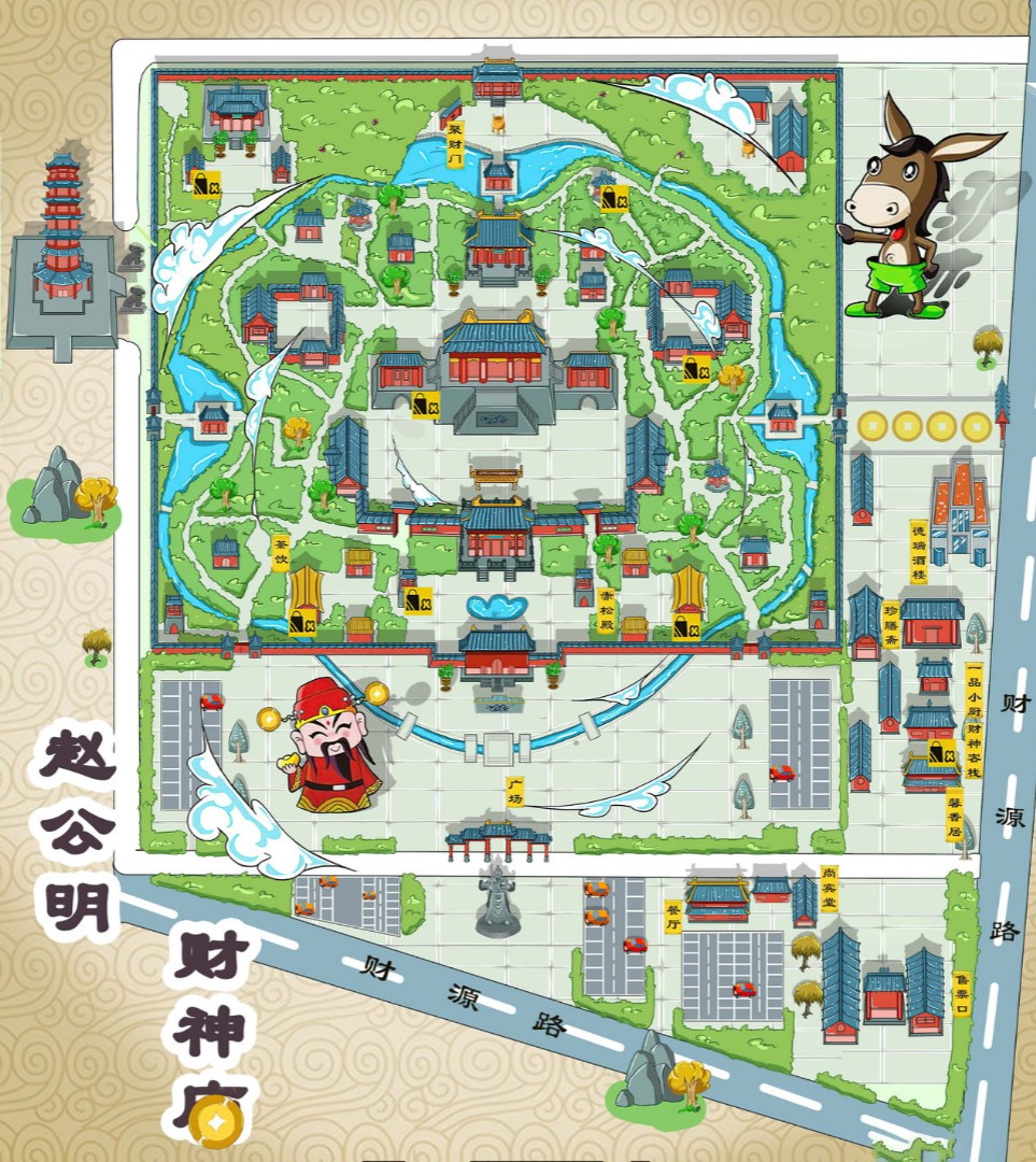 万泉镇寺庙类手绘地图